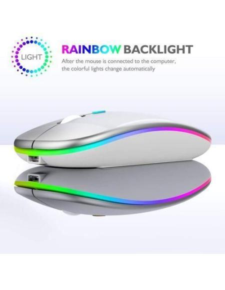 Hifinit Wireless Mouse 2.4G Bluetooth Dual Mode Rechargeable Silver