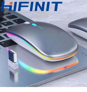 Hifinit Wireless Mouse 2.4G Bluetooth Dual Mode Rechargeable Silver